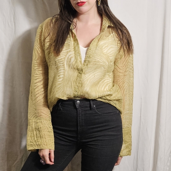 Vintage Brat Green Zebra Button Down - Picture 6 of 8